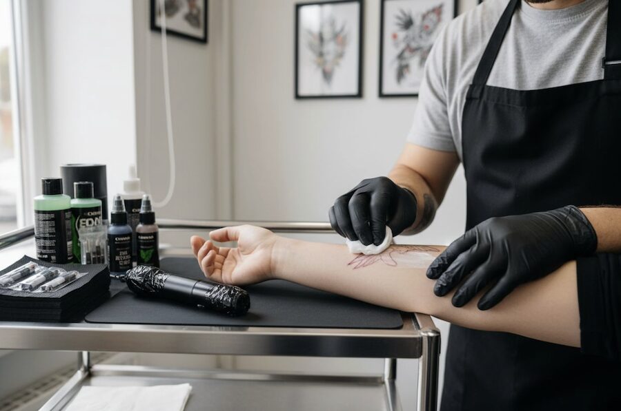 postup aplikace krému před tetováním