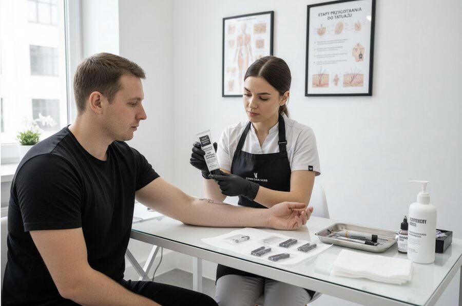 postup použití krému před tetováním